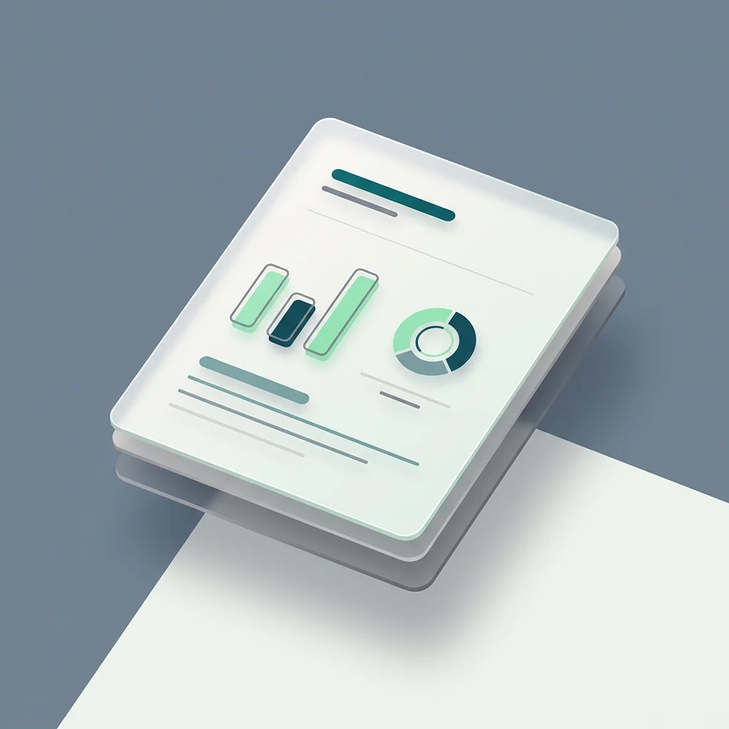 Executive report document preview with key metrics, charts, and clean B2B SaaS dashboard styling.
